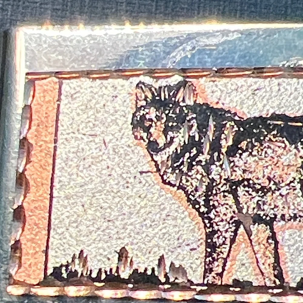 Vintage Etched Copper Black Wolf Money Clip